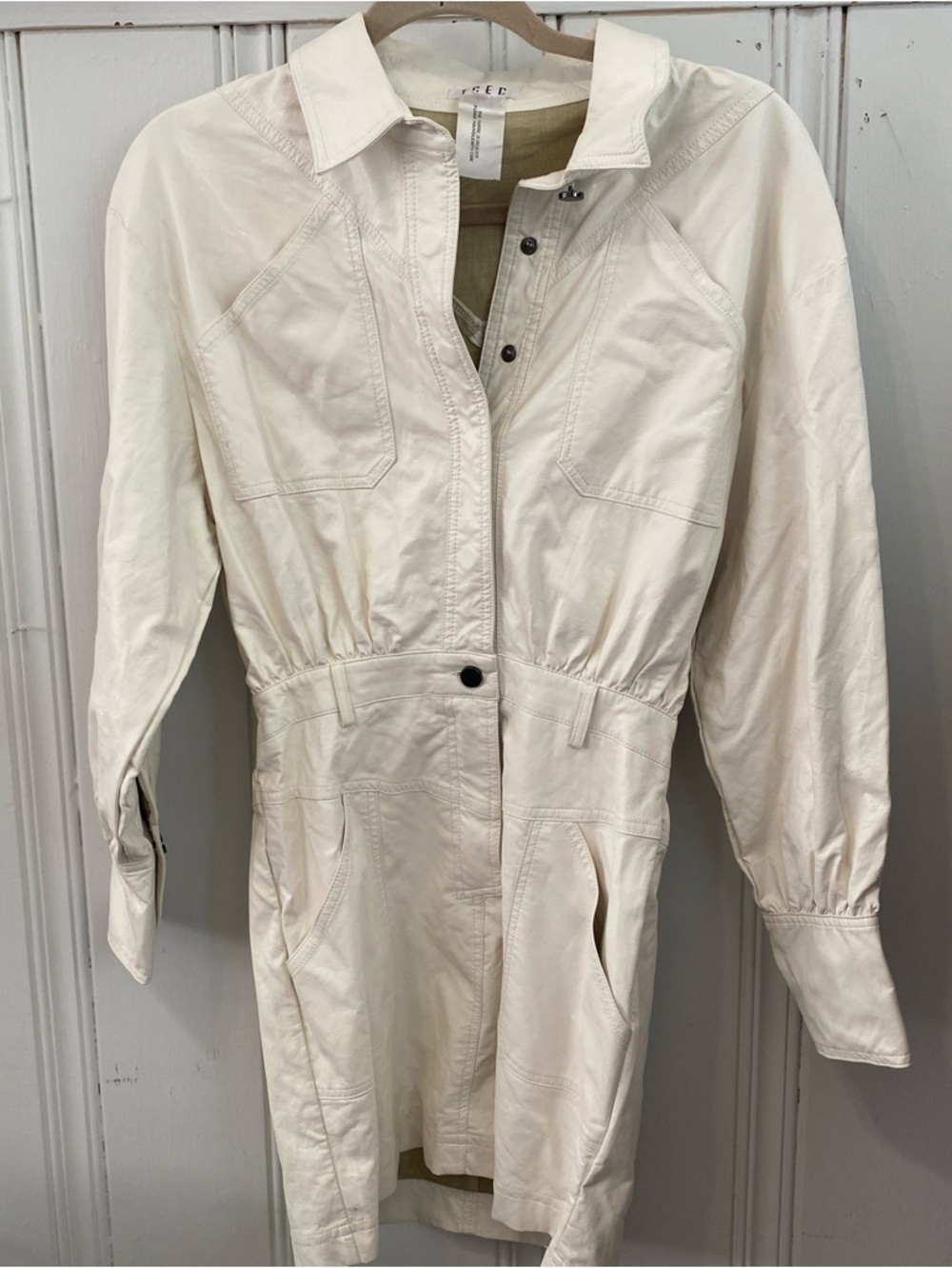 TCEC womens size S Lightweight Cream Faux Leather dress